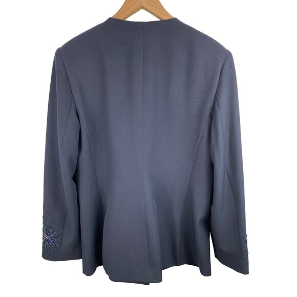 John Meyer Norwich Womens Size 12 Blue Vintage Lined Beaded Shoulder Pads Blazer - Picture 2 of 11